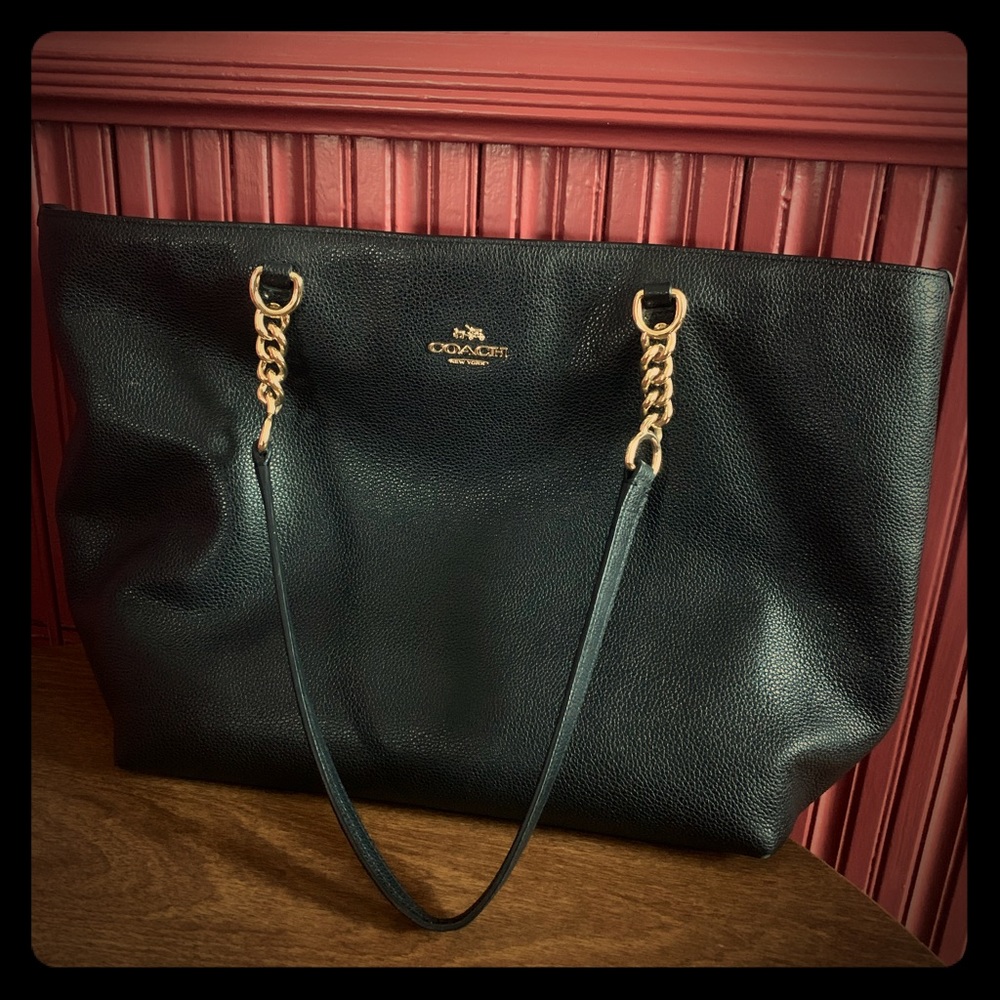 Coach leather purse with chain handles